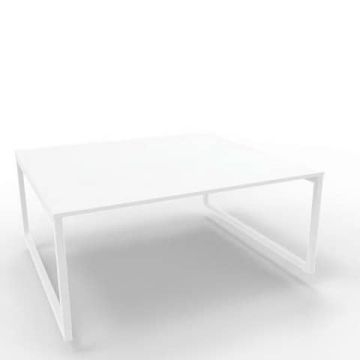 Bench piano bianco 180x160xH.75 cm gamba ad anello in acciaio bianco linea Practika P2 Quadrifoglio - ECBEA18-BA-I