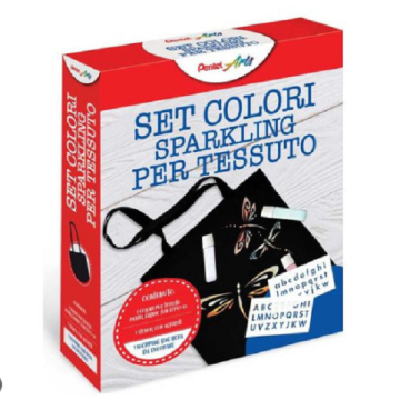 Pentel - Gioco creativo ARTS Kit colori tessuto su borsa nera. Sparkling