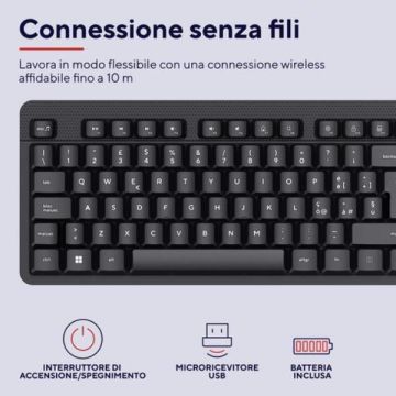 Tastiera wireless silenziosa Ody II nero  25012