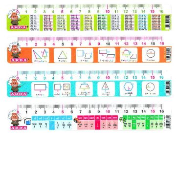 Righelli Arda 16 cm - conf. 24 pz - con tabelline, formule geometriche e tabelle conversioni - 28917MBAR