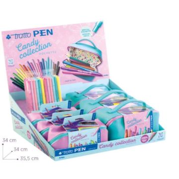 Espositore pochette penne a punta sintetica Tratto Pen - 12 pezzi - Candy collection - F813700