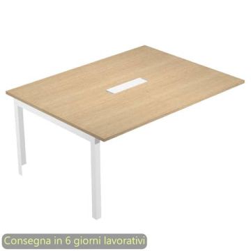 Allungo laterale per tavolo riunioni Bridge 160x120xH.72,5 cm gambe met. bianche Artexport piano rovere - SOL-TR-S/C-AM