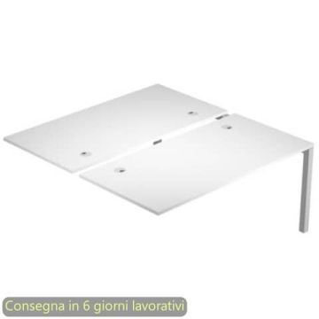 Modulo aggiuntivo bench doppio 180x168xH.72,5 cm gambe met. grigio alluminio Bridge Artexport piano bianco - BENCH18-S/3-AA
