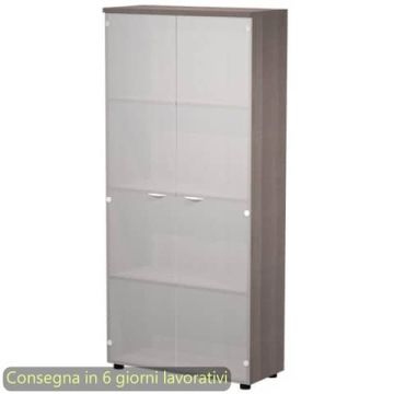 Mobile alto con ante in vetro satinato 80x35xH.180 cm 3 ripiani Presto Artexport frassino toscano - 038-39-75G/F