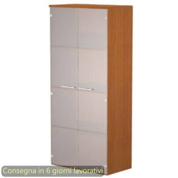 Mobile alto con ante in vetro satinato 80x35xH.180 cm 3 ripiani Presto Artexport struttura ciliegio arabis - 038-39-75G/H