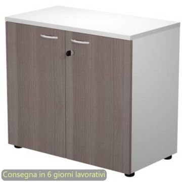 Mobile basso con serratura Presto 80x44xH.72 cm - struttura grigia Artexport ante frassino toscano - 530-67M/F