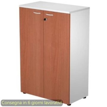 Mobile medio con serratura Presto 80x44xH.120 cm - struttura grigia Artexport ante ciliegio arabis - 535-69M/H