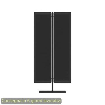 Piantana mobile in metallo nero con 2 pannelli fonoassorbenti neri Woody Artexport 83,8xH.140 cm BSJ12-IQ+BSAM-AQ