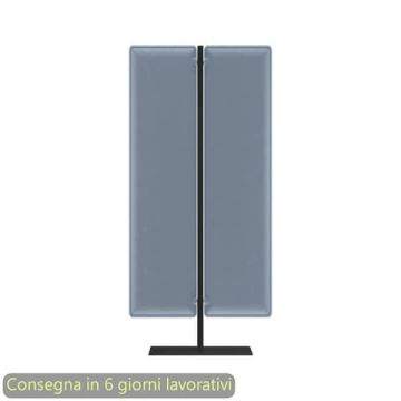Piantana mobile in metallo nero con 2 pannelli fonoassorbenti azzurri Woody Artexport 83,8xH.140 cm BSJ12-IS+BSAM-AQ