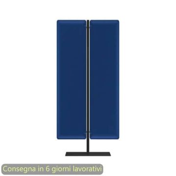 Piantana mobile in metallo nero con 2 pannelli fonoassorbenti blu Woody Artexport 83,8xH.160 cm BSJ14-IT+BSAM-AQ