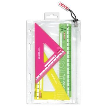 Miniset da disegno in busta con zip Arda 2 squadre 45°e 60° + 1 righello 16 cm KC7063