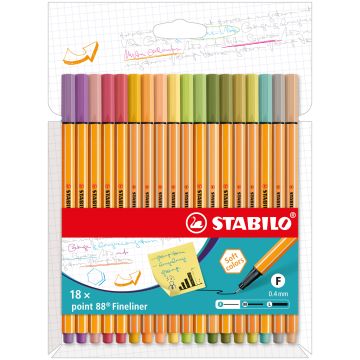 Fineliner Stabilo Point 88® 0,4 mm conf. 18 colori caldi assortiti 8818-22-5