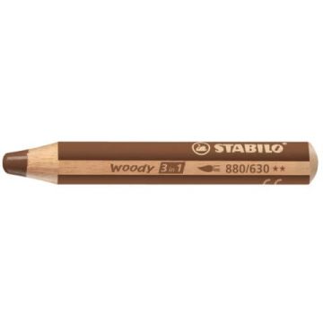 Matite colorate Stabilo Woody 3 in 1 punta larga conf. 5 pz terra d'ombra bruciata - 880/630