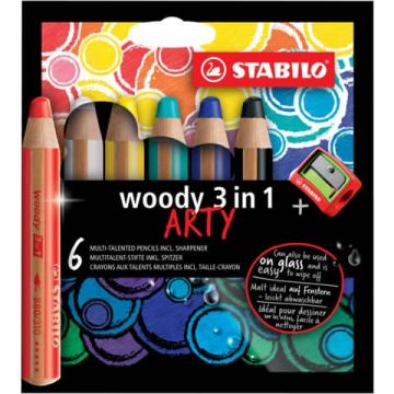 Matite colorate Stabilo Woody 3 in 1 punta larga conf. 6 colori assortiti 8806-1-20
