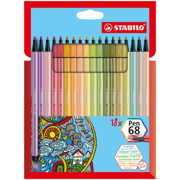Pennarelli Stabilo Pen 68 tratto 1 mm scatola in cartone 18 colori assortiti 6818-22-6
