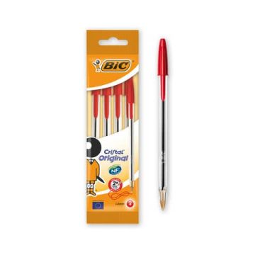 Penna a sfera BIC Cristal M 1 mm in blister da 4 rosso - 8308611