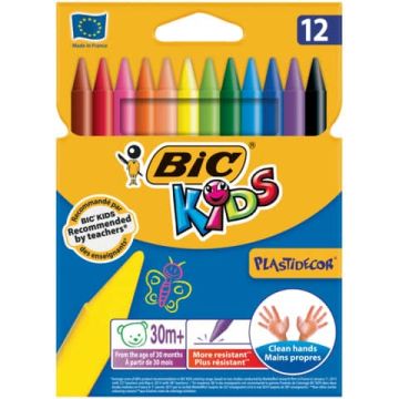 Pastelli in plastica BIC Kids Plastidecor in conf. da 12 colori assortiti - 945764