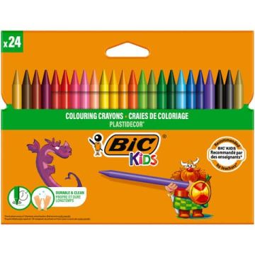 Pastelli in plastica BIC Kids Plastidecor - 24 colori assortiti - 8297721