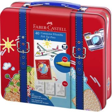 Valigetta in metallo Faber Castell con pennarelli Connector Pens conf. 40 pezzi - 155535