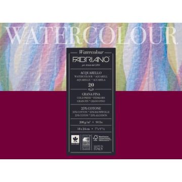 Blocco collato Fabriano Watercolour grana fina 20 fogli 18x24 cm - 200 g - 72611824