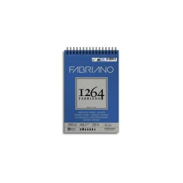 Blocco da disegno spiralato 1264 200 g - 40 fogli nero A5 - 19100651