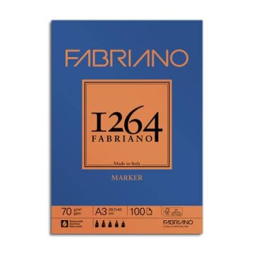 Blocco di carta collato Fabriano 1264 Marker 70g A3 - 19100641