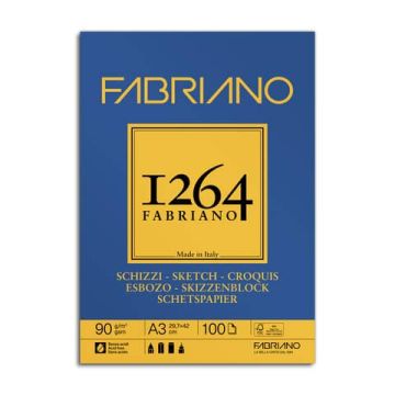 blocco spiralato Fabriano 1264 schizzi 90 g A3 - 100 fogli - 19100633