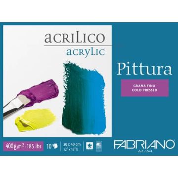 Blocco collato Fabriano Pittura grana fina 400 g 30x40 cm - 40003040