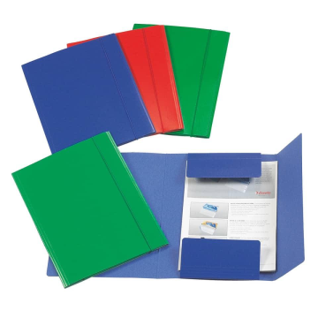 Cartella in presspan a tre lembi con elastico Esselte C41 formato 25x35 cm conf. da 5 pezzi Esselte blu - 390341050