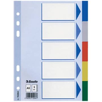 IntercalarI in cartoncino rivestiti in PPL Esselte Essentials Esselte A5 - 5 tasti - 152640
