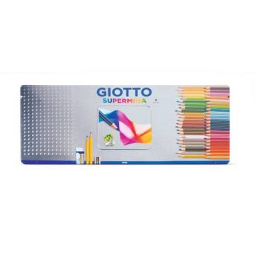 Matite colorate Giotto Supermina in scatola di metallo conf. 46 colori assortiti - F237500