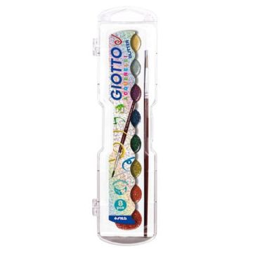 Acquerelli Giotto effetto glitter 8 colori assortiti + 1 pennello - F331200