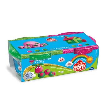 Pasta modellabile Didò Bis Glitter 2x100 g magenta e verde F396702