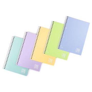 Quaderno spiralato One Color Pastel - A4 - 80 g/m2 - 80+1 ff con 4 fori - 1R 7037