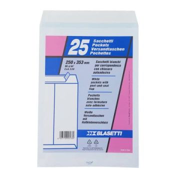 Busta a sacco Blasetti Self bianco - 80 g/m2 - in conf. 25 buste - 250x353 mm 538