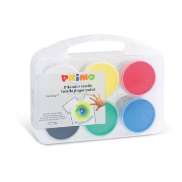 Tempera a dita Primo in valigetta multiuso conf. 6 vasetti colori primari 228TXD100SP
