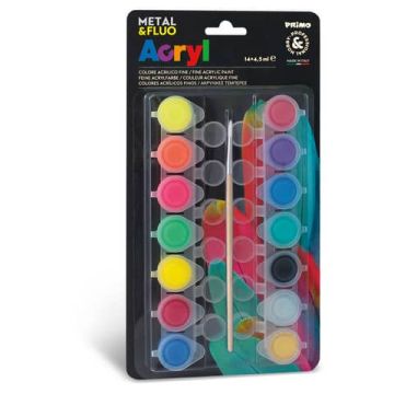 Colori acrilici fini Primo 4,5 ml 14 colori assortiti fluo e metal 1612T14FM