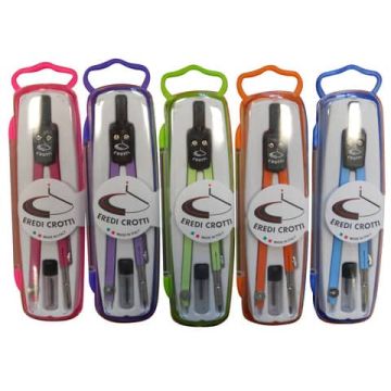 Compasso scolastico Eredi Crotti 2 accessori - conf. 5 colori assortiti 223C