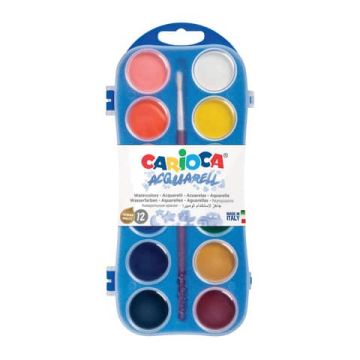 Astuccio acquerelli in pastiglia Carioca Ø 30 mm conf. da 12 colori assortiti 42400