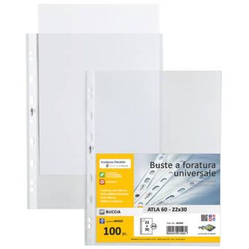 Buste a perforazione universale Sei Rota ATLA buccia arancia formato 22x30 cm - confezione 100 pezzi - 662209 CF.13