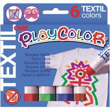 Playcolor tempera solida in stick 6 colori assortiti per tessuti - 10 gr 10401