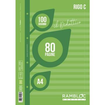 Blocco ricambio didattico Rambloc formato A4 40 ff - 100g rigatura C 90524382