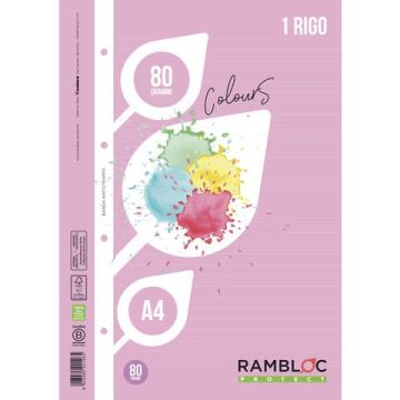 Ricambio rinforzato quaderni ad anelli Rambloc Formato A4 colore rosa - 1 rigo 90524126