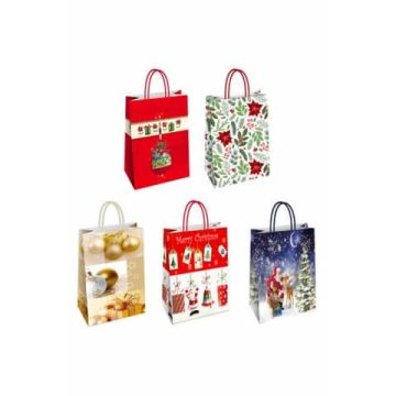 Borsa shopper Florio Carta Christmas fantasie natalizie assortite - formato 26x12x35 - 73365