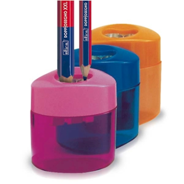Temperamatite a 2 fori con serbatoio tondo Nikoffice colori pastello assortiti - 12NIK049