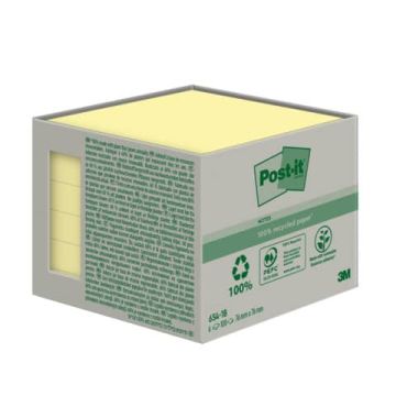 Foglietti riposizionabili Post-it® in carta riciclata Giallo Canary - 76x76 mm - 6 blocchetti da 100 ff