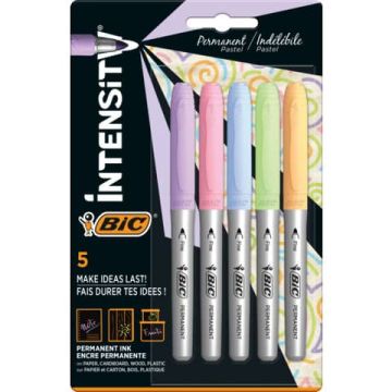 Pennarelli Indelebili BIC Intensity Marking - assortiti pastel - tratto 0,8 mm - conf. 5 pz - 999132