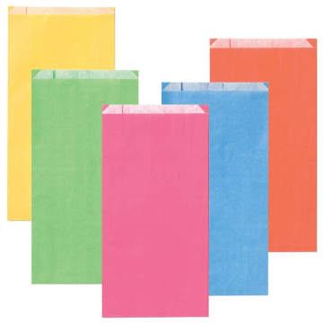 Sacchetti in carta Multicolor 12x22 + 4 cm conf. 100 pz Rex-Sadoch tinte unite chiare assortite - MLC04LIT