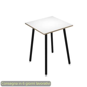 Tavolo alto Skinny Metal 80x80xH.105 cm gambe metallo nere Artexport piano bianco - 6401-DJC-3C-AQ