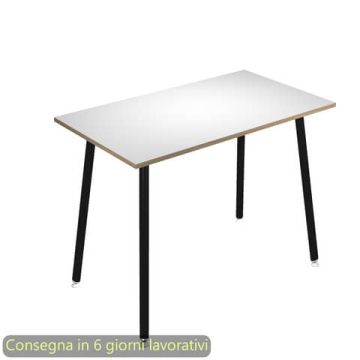 Tavolo alto Skinny Metal 140x80xH.105 cm con gambe metalliche nere Artexport piano bianco - 6402-DJC-3C-AQ
